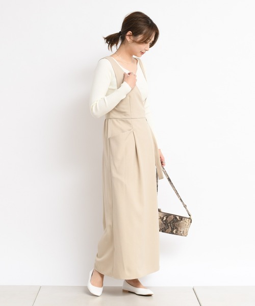 DouDou（ドゥドゥ）の「ワンショルジャンスカ（ジャンパースカート・レディース・ベージュ/ミント・FREE）」の12枚目の写真