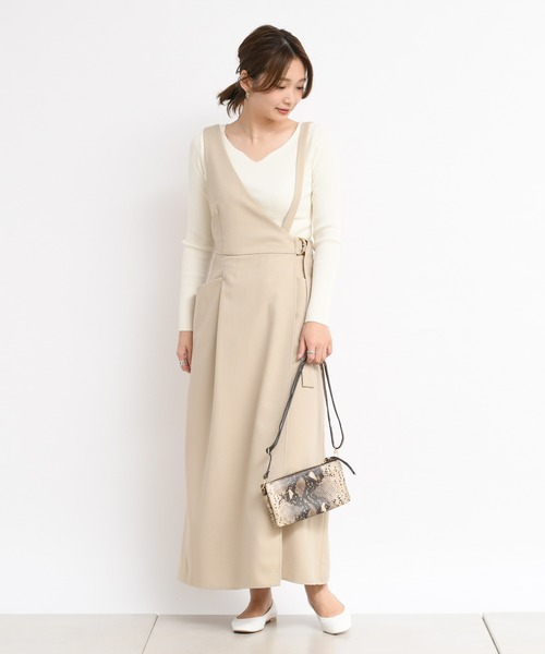 DouDou（ドゥドゥ）の「ワンショルジャンスカ（ジャンパースカート・レディース・ベージュ/ミント・FREE）」の14枚目の写真