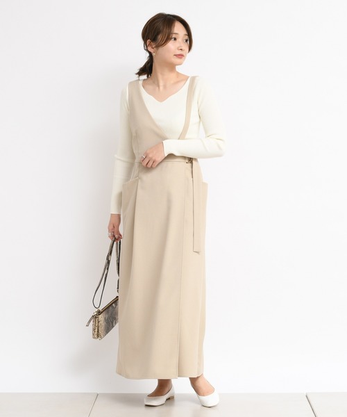 DouDou（ドゥドゥ）の「ワンショルジャンスカ（ジャンパースカート・レディース・ベージュ/ミント・FREE）」の16枚目の写真