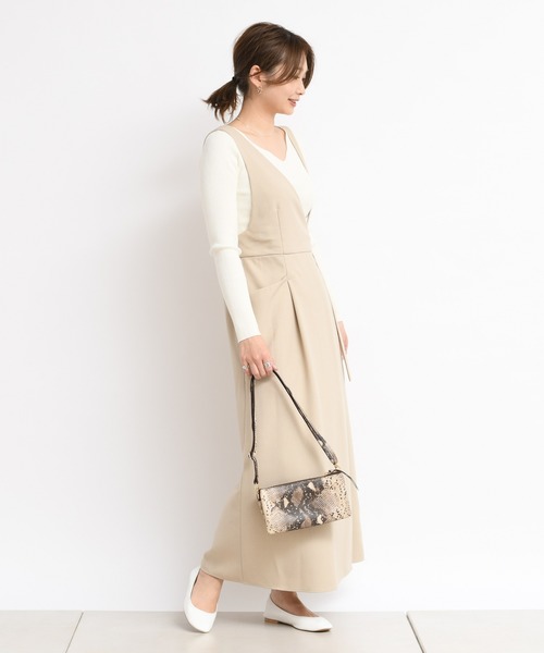 DouDou（ドゥドゥ）の「ワンショルジャンスカ（ジャンパースカート・レディース・ベージュ/ミント・FREE）」の17枚目の写真