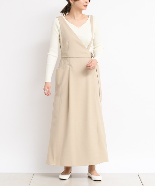 DouDou（ドゥドゥ）の「ワンショルジャンスカ（ジャンパースカート・レディース・ベージュ/ミント・FREE）」の18枚目の写真