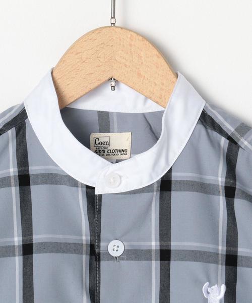 coen（コーエン）の「【セレモニー対応・coen キッズ / ジュニア】ウィンドーペーンクレリックシャツ/バンドカラーシャツ（シャツ/ブラウス・キッズ・ベージュ/ライトブルー・150/110/130）」の9枚目の写真