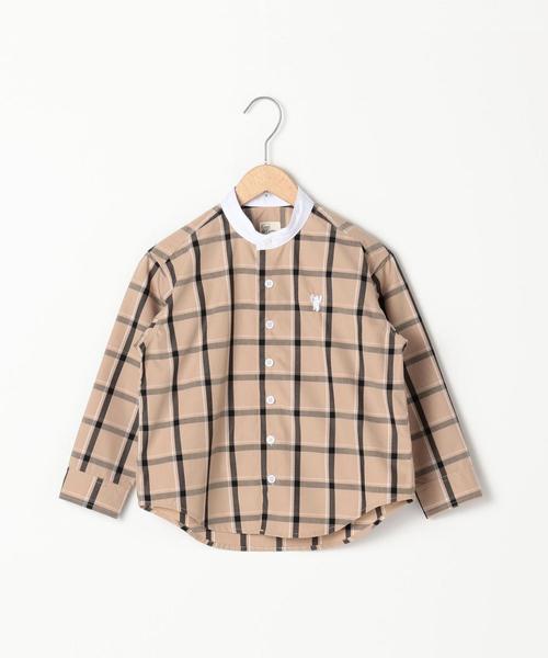 coen（コーエン）の「【セレモニー対応・coen キッズ / ジュニア】ウィンドーペーンクレリックシャツ/バンドカラーシャツ（シャツ/ブラウス・キッズ・ベージュ/ライトブルー・150/110/130）」の5枚目の写真