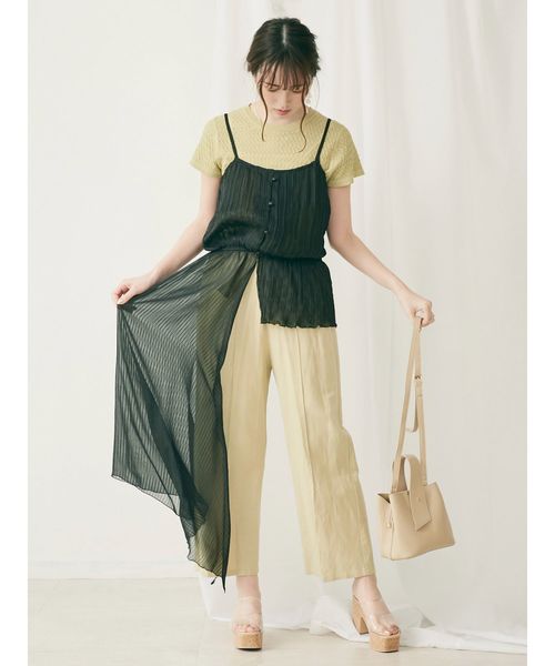 dazzlin(ダズリン)の「プリーツドロストレイヤードトップス(シャツ/ブラウス・レディース・ブラック/ブルー/アイボリー・FREE)」の1枚目の写真