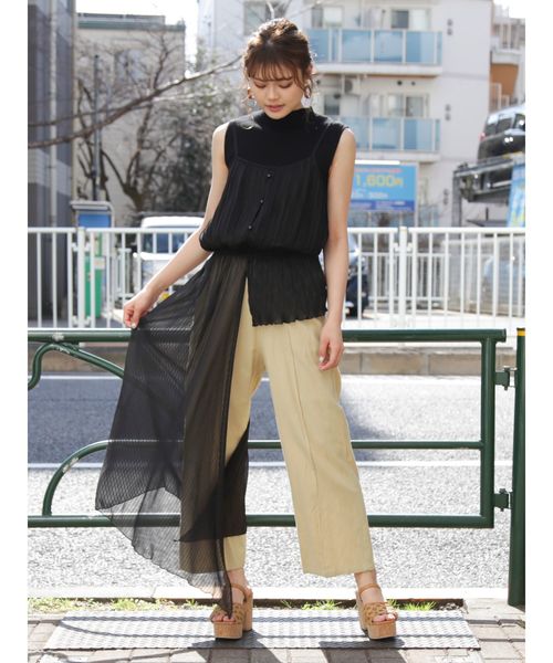 dazzlin(ダズリン)の「プリーツドロストレイヤードトップス(シャツ/ブラウス・レディース・ブラック/ブルー/アイボリー・FREE)」の4枚目の写真