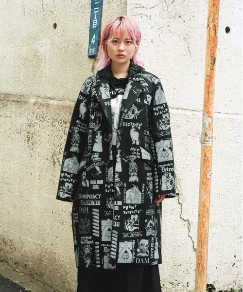 ヒステリックグラマー　BAD HYSTERIC刺繍チェスターロングコート　ウール HYSTERIC GLAMOUR（ヒステリックグラマー）の「BAD HYSTERIC刺繍