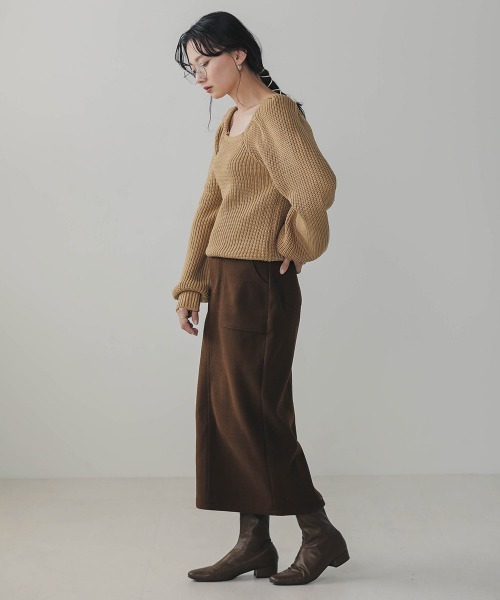 Bab（バブ）の「【WEB限定】ギャザースリーブニットPO（ニット/セーター・レディース・アイボリー/ブラック/ベージュ・FREE）」の7枚目の写真