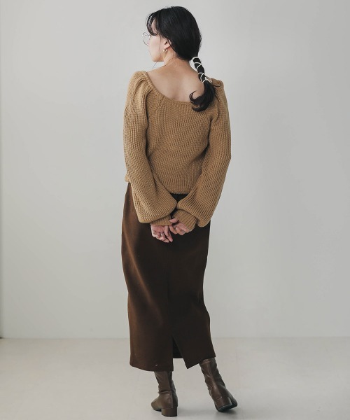 Bab（バブ）の「【WEB限定】ギャザースリーブニットPO（ニット/セーター・レディース・アイボリー/ブラック/ベージュ・FREE）」の8枚目の写真