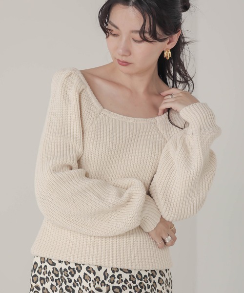 Bab（バブ）の「【WEB限定】ギャザースリーブニットPO（ニット/セーター・レディース・アイボリー/ブラック/ベージュ・FREE）」の16枚目の写真