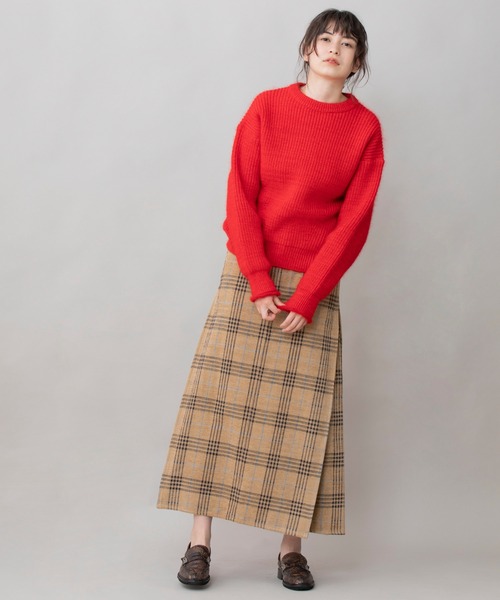 Munich（ミューニック）の「コットンシェニールチェック　タックマキシスカート（スカート・レディース・ブラック/ベージュ・S/M/XS）」の3枚目の写真