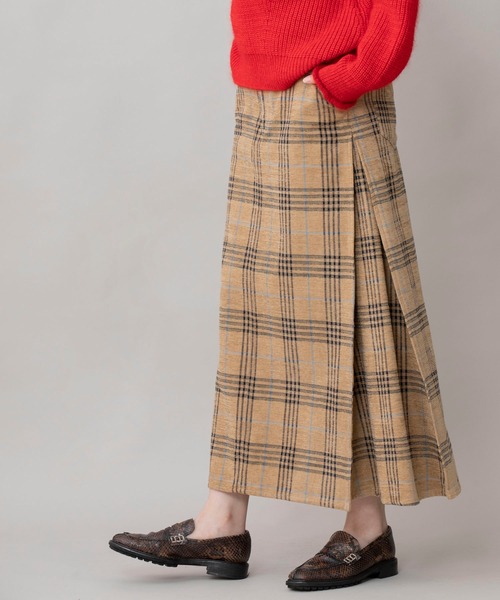 Munich（ミューニック）の「コットンシェニールチェック　タックマキシスカート（スカート・レディース・ブラック/ベージュ・S/M/XS）」の8枚目の写真