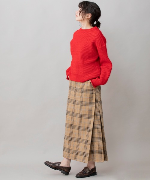 Munich（ミューニック）の「コットンシェニールチェック　タックマキシスカート（スカート・レディース・ブラック/ベージュ・S/M/XS）」の4枚目の写真