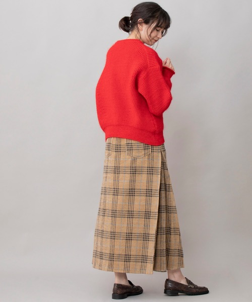 Munich（ミューニック）の「コットンシェニールチェック　タックマキシスカート（スカート・レディース・ブラック/ベージュ・S/M/XS）」の6枚目の写真