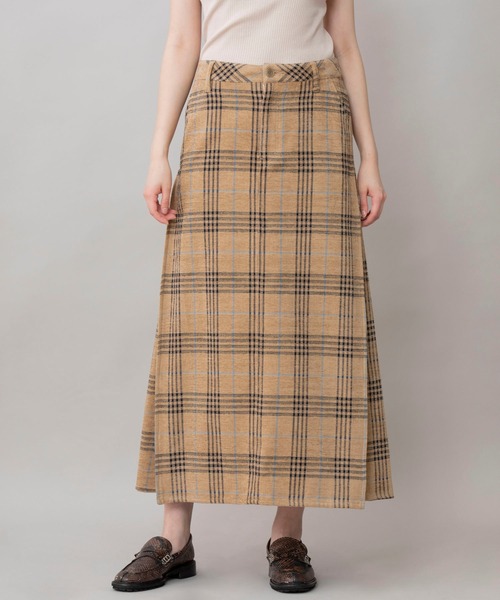 Munich（ミューニック）の「コットンシェニールチェック　タックマキシスカート（スカート・レディース・ブラック/ベージュ・S/M/XS）」の11枚目の写真