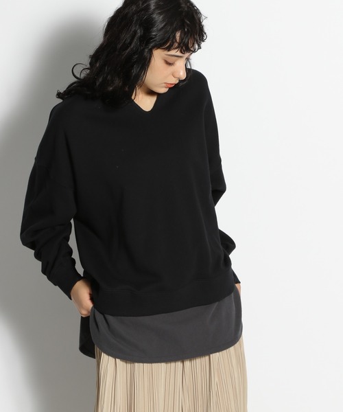 niko and...(ニコアンド)の「ヘムテイル重ね裏毛プルオーバー(Tシャツ/カットソー・レディース・ブラック/アイボリー/ライトブルー・LARGE/MEDIUM)」の2枚目の写真