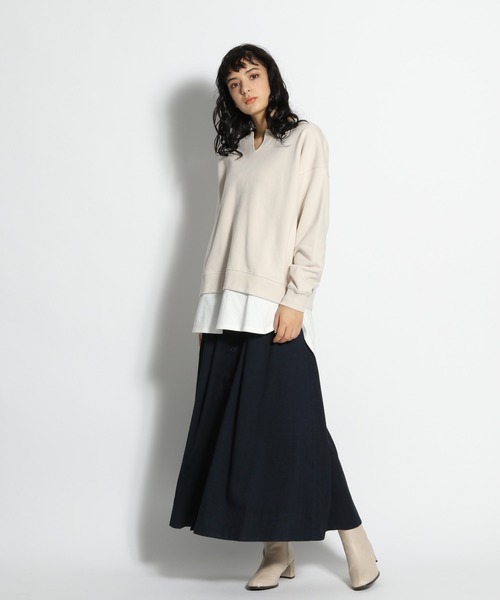 niko and...(ニコアンド)の「ヘムテイル重ね裏毛プルオーバー(Tシャツ/カットソー・レディース・ブラック/アイボリー/ライトブルー・LARGE/MEDIUM)」の6枚目の写真