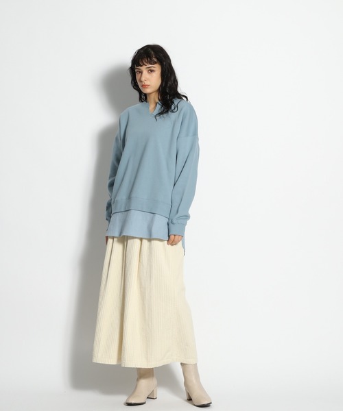 niko and...(ニコアンド)の「ヘムテイル重ね裏毛プルオーバー(Tシャツ/カットソー・レディース・ブラック/アイボリー/ライトブルー・LARGE/MEDIUM)」の8枚目の写真