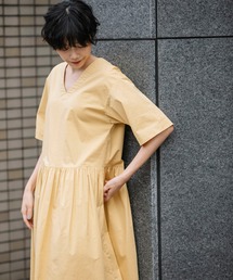 バイオコットンストレッチ Vネックワンピース