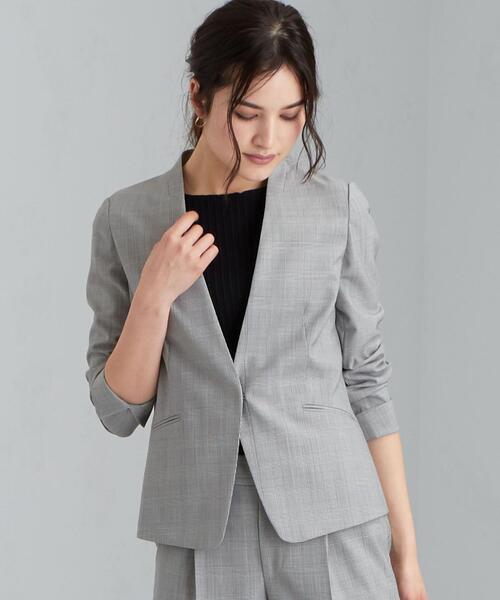 green label relaxing（グリーンレーベルリラクシング）の「[ 手洗い可能/ライトカチリラ ] ◆D ノーラペル ジャケット -JSP ◇No11◇（ノーカラージャケット・レディース・ライトグレー/コバルトブルー/その他1・44/46/40/38/42/36/34）」の4枚目の写真