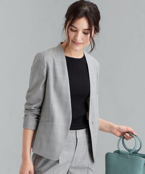 green label relaxing（グリーンレーベルリラクシング）の「[ 手洗い可能/ライトカチリラ ] ◆D ノーラペル ジャケット -JSP ◇No11◇（ノーカラージャケット・レディース・ライトグレー/コバルトブルー/その他1・44/46/40/38/42/36/34）」の20枚目の写真