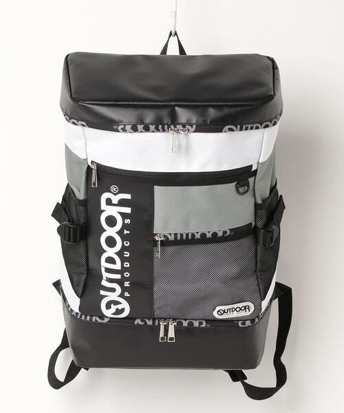 OUTDOOR PRODUCTS（アウトドアプロダクツ）の「アウトドア【OUTDOOR】抗菌ポケット装備モデル ボックスリュック（バックパック/リュック・メンズ・ホワイト/ピンク/レオパード/ブラック・フリー）」の2枚目の写真