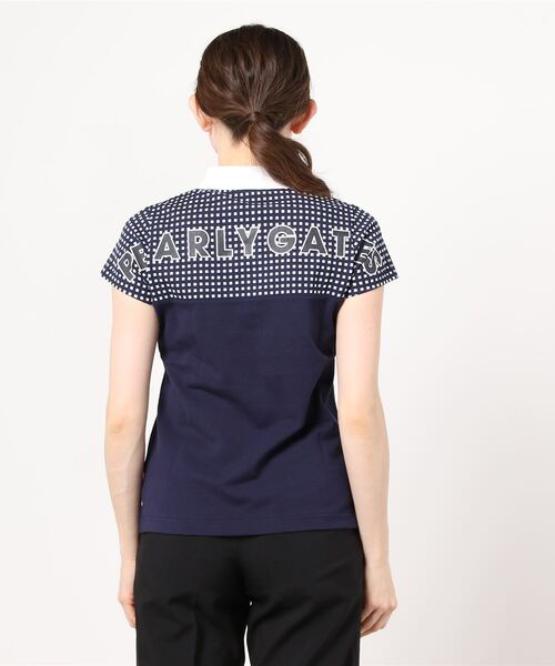 PEARLY GATES】 チェック柄 バイカラー 半袖 ポロシャツ