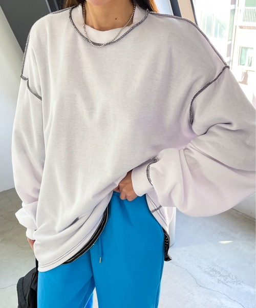 SONA（ソナ）の「3rd Spring×SONYUNARAコラボ ステッチゆるフィットTシャツ（Tシャツ/カットソー・レディース・ホワイト/チャコールグレー/ブラック/クリーム・FREE）」の20枚目の写真