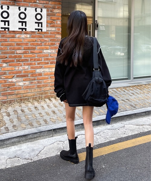 SONA（ソナ）の「3rd Spring×SONYUNARAコラボ ステッチゆるフィットTシャツ（Tシャツ/カットソー・レディース・ホワイト/チャコールグレー/ブラック/クリーム・FREE）」の7枚目の写真