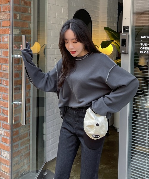 SONA（ソナ）の「3rd Spring×SONYUNARAコラボ ステッチゆるフィットTシャツ（Tシャツ/カットソー・レディース・ホワイト/チャコールグレー/ブラック/クリーム・FREE）」の9枚目の写真