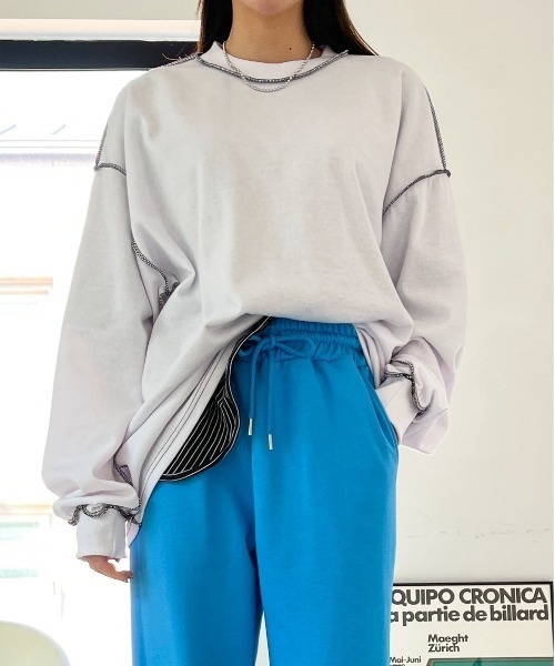 SONA（ソナ）の「3rd Spring×SONYUNARAコラボ ステッチゆるフィットTシャツ（Tシャツ/カットソー・レディース・ホワイト/チャコールグレー/ブラック/クリーム・FREE）」の21枚目の写真