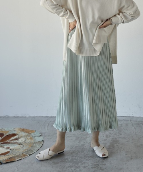 Auntie Rosa Holiday（アンティローザホリデー）の「ワッシャープリーツスカート（スカート・レディース・ブラック/ベージュ/グリーン・MEDIUM/LARGE）」の3枚目の写真