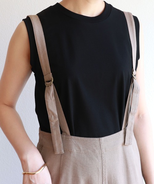 andme(アンドミー)の「レーヨンリネンサスペンダー付きサロペット(サロペット/オーバーオール・レディース・グレー系その他/ベージュ/ネイビー/ブラック/ライトカーキ/カーキ/ブラウン/テラコッタ/ベージュ系その他2・M/L)」の16枚目の写真