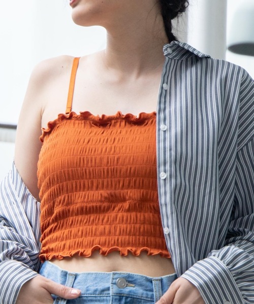 WEGO(ウィゴー)の「WEGO/2wayシャーリングカップインキャミソール(キャミソール・レディース・サックスブルー/ブラック/アイボリー/オレンジ/ライム/グリーン系その他/ライトパープル/ダークオレンジ/グリーン/ダークグリーン・FREE)」の10枚目の写真