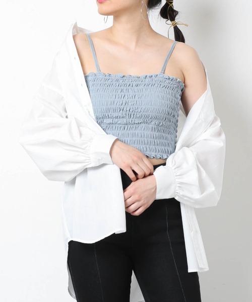 WEGO(ウィゴー)の「WEGO/2wayシャーリングカップインキャミソール(キャミソール・レディース・サックスブルー/ブラック/アイボリー/オレンジ/ライム/グリーン系その他/ライトパープル/ダークオレンジ/グリーン/ダークグリーン・FREE)」の12枚目の写真