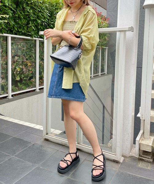 WEGO(ウィゴー)の「WEGO/2wayシャーリングカップインキャミソール(キャミソール・レディース・サックスブルー/ブラック/アイボリー/オレンジ/ライム/グリーン系その他/ライトパープル/ダークオレンジ/グリーン/ダークグリーン・FREE)」の16枚目の写真