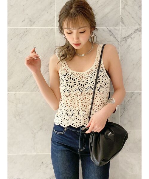 GYDA（ジェイダ）の「【SETUP着用可】クロシェショートニットタンク（タンクトップ・レディース・ベージュ/ブラウン/アイボリー・FREE）」の7枚目の写真