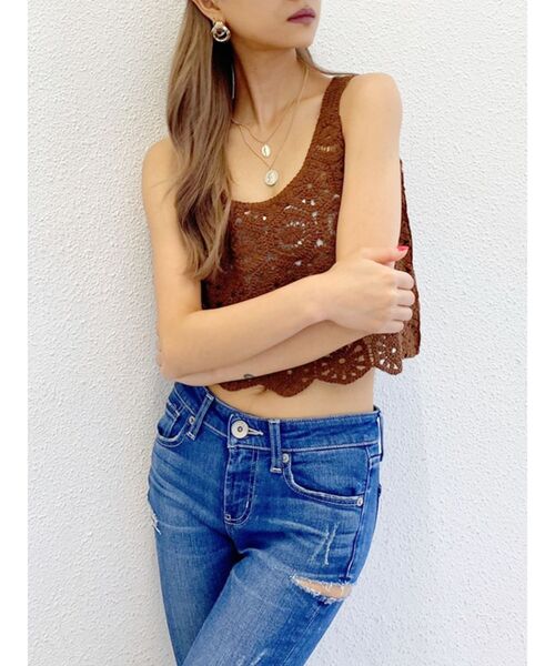 GYDA（ジェイダ）の「【SETUP着用可】クロシェショートニットタンク（タンクトップ・レディース・ベージュ/ブラウン/アイボリー・FREE）」の22枚目の写真