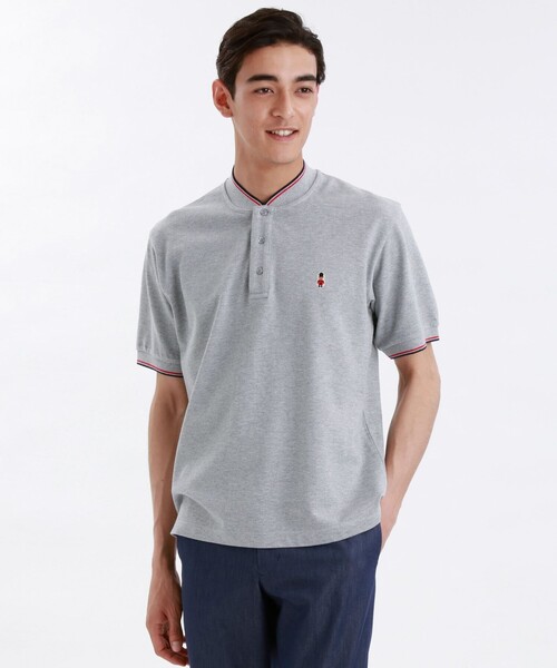 MACKINTOSH PHILOSOPHY（ﾏｯｷﾝﾄｯｼｭ ﾌｨﾛｿﾌｨｰ）の「コットン鹿の子 BB 半袖ヘンリーポロ（ポロシャツ・メンズ・ホワイト/グレー/ダークネイビー・40/38/36）」の2枚目の写真
