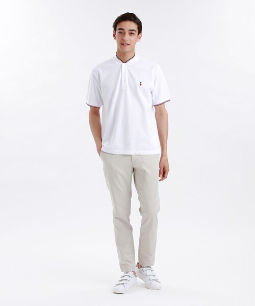 MACKINTOSH PHILOSOPHY（ﾏｯｷﾝﾄｯｼｭ ﾌｨﾛｿﾌｨｰ）の「コットン鹿の子 BB 半袖ヘンリーポロ（ポロシャツ・メンズ・ホワイト/グレー/ダークネイビー・40/38/36）」の5枚目の写真