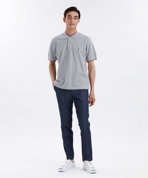 MACKINTOSH PHILOSOPHY（ﾏｯｷﾝﾄｯｼｭ ﾌｨﾛｿﾌｨｰ）の「コットン鹿の子 BB 半袖ヘンリーポロ（ポロシャツ・メンズ・ホワイト/グレー/ダークネイビー・40/38/36）」の6枚目の写真