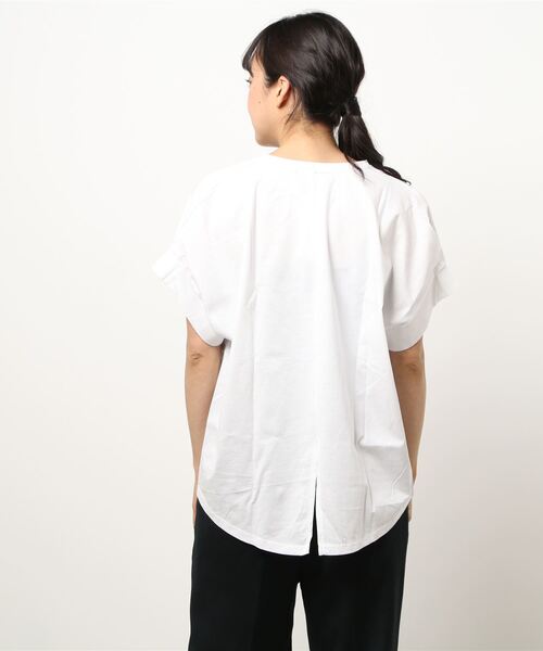 HONEYSUCKLE ROSE（ハニーサックルローズ）の「【HONEYSUCKLE ROSE】袖タックＴシャツ（Tシャツ/カットソー・レディース・フューシャピンク/ライトグレー/ホワイト・L/M）」の5枚目の写真