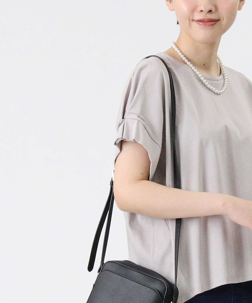 HONEYSUCKLE ROSE（ハニーサックルローズ）の「【HONEYSUCKLE ROSE】袖タックＴシャツ（Tシャツ/カットソー・レディース・フューシャピンク/ライトグレー/ホワイト・L/M）」の2枚目の写真