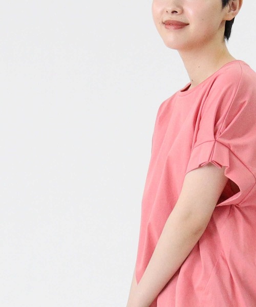 HONEYSUCKLE ROSE（ハニーサックルローズ）の「【HONEYSUCKLE ROSE】袖タックＴシャツ（Tシャツ/カットソー・レディース・フューシャピンク/ライトグレー/ホワイト・L/M）」の16枚目の写真