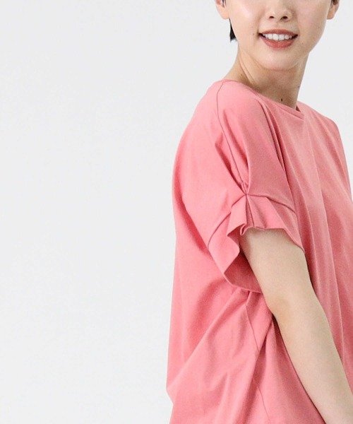 HONEYSUCKLE ROSE（ハニーサックルローズ）の「【HONEYSUCKLE ROSE】袖タックＴシャツ（Tシャツ/カットソー・レディース・フューシャピンク/ライトグレー/ホワイト・L/M）」の17枚目の写真