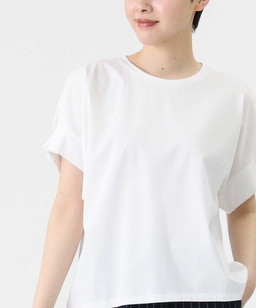 HONEYSUCKLE ROSE（ハニーサックルローズ）の「【HONEYSUCKLE ROSE】袖タックＴシャツ（Tシャツ/カットソー・レディース・フューシャピンク/ライトグレー/ホワイト・L/M）」の6枚目の写真