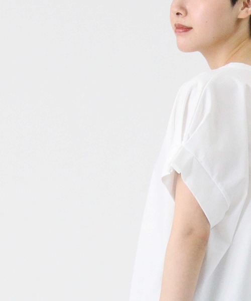 HONEYSUCKLE ROSE（ハニーサックルローズ）の「【HONEYSUCKLE ROSE】袖タックＴシャツ（Tシャツ/カットソー・レディース・フューシャピンク/ライトグレー/ホワイト・L/M）」の7枚目の写真