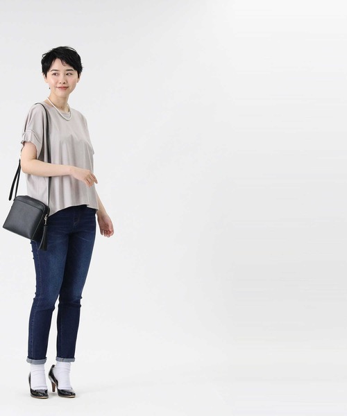 HONEYSUCKLE ROSE（ハニーサックルローズ）の「【HONEYSUCKLE ROSE】袖タックＴシャツ（Tシャツ/カットソー・レディース・フューシャピンク/ライトグレー/ホワイト・L/M）」の11枚目の写真