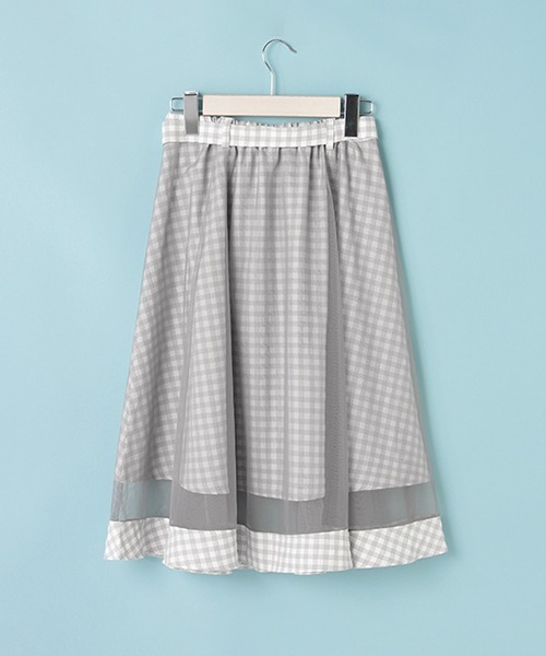 Lindsay（リンジィ）の「オーバーシアーチェック柄スカート（スカート・キッズ・グレー・160cm/150cm/140cm）」の2枚目の写真