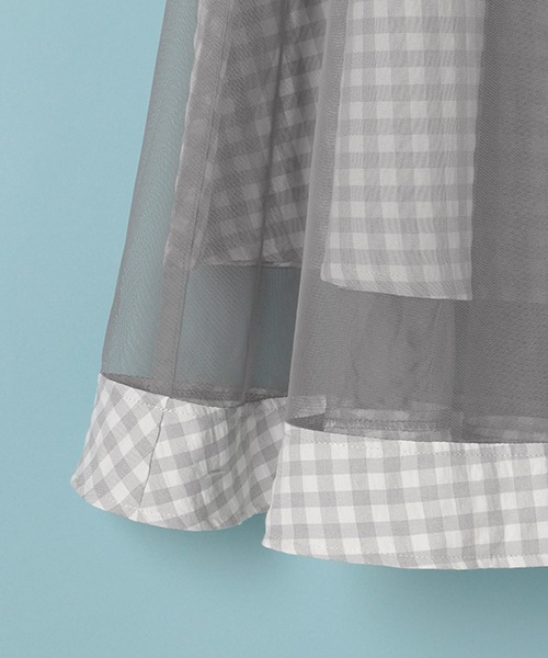 Lindsay（リンジィ）の「オーバーシアーチェック柄スカート（スカート・キッズ・グレー・160cm/150cm/140cm）」の4枚目の写真