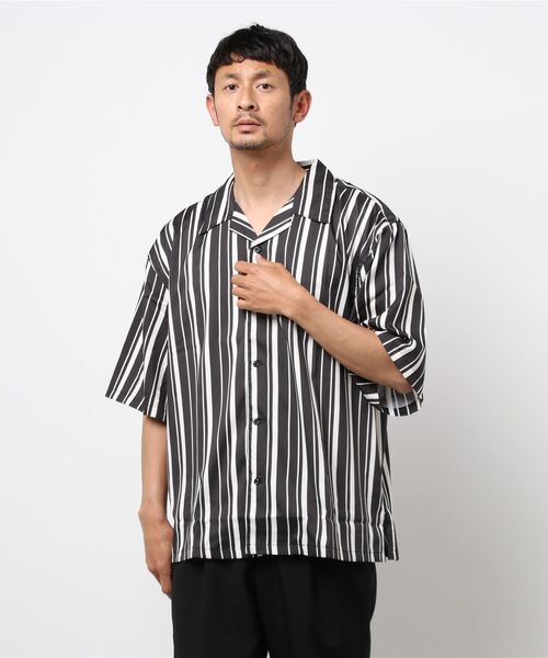garsonwave(ギャルソンウェーブ)の「ビッグシルエットプリントオープンカラー半袖シャツ(シャツ/ブラウス・メンズ・ホワイト/ブルーグレー/ブラック/ホワイト系その他/ピンク/ネイビー・M/L)」の3枚目の写真